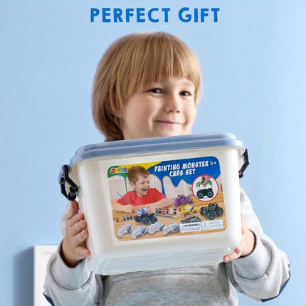 JOYFY Kids Craft Kit Build & Paint Your Own Monster Car DIY Toy Set Friction Powered Truck for Kids Birthday Christmas Gift