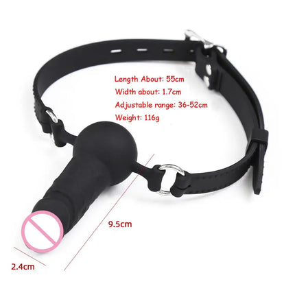 Silicone Dildo Ball Gag PU Strap Mouth Plug Sexy Adult BDSM Bondage Restraints Roleplay Slave Toys for Women Men Couples Bed