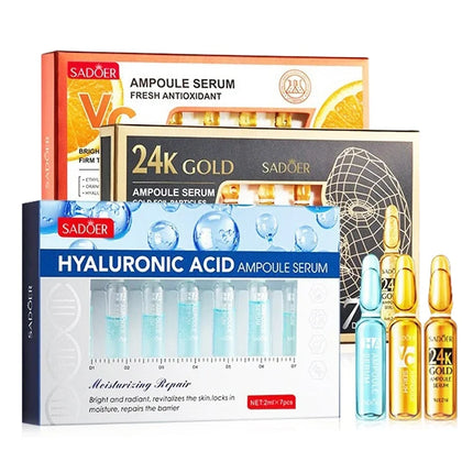 7pcs/Kit SADOER Ampoule Vitamin C 24K Gold Hyaluronic Acid Serum Anti Wrinkle Moisturizing Whitenting Hydrating Facial Essence