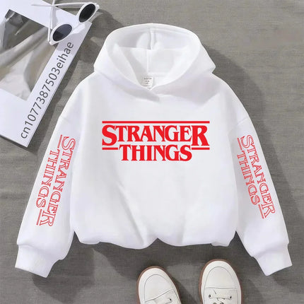 Cartoon-style Children's Hooded Shirt - 3-14 Years Old - Weird Tales Characters Print - European/American Retro Warm Jacket