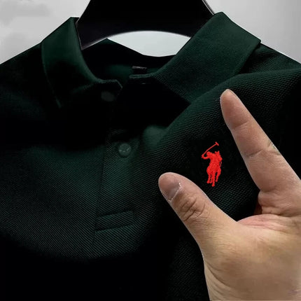 New Men's High-Quality Embroidered Logo Short-Sleeved Polo Shirt, Summer Fashion, Casual, Comfortable, Breathable T-Shirt Top