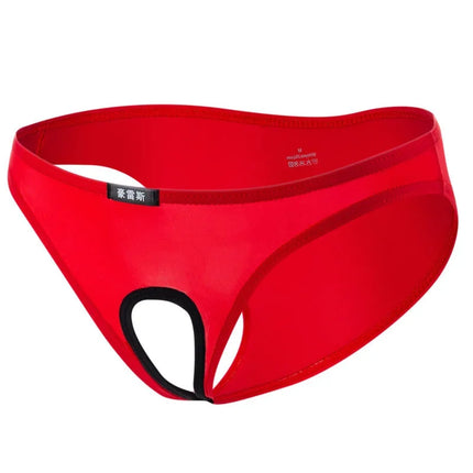 Sexy Open Crotch Panties Men Crotchless Underwear Ice Silk Plus Size Hole Briefs Erotic Male Lingerie Night Wear