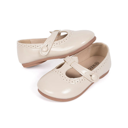 Toddler Little Kid Girls Mary Jane Flats Comfortable Perforated Leather Strap Casual Dress Shoes Versatile Party School Shoes