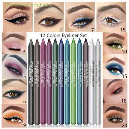 1Pc 14 Colors Eyeshadow Pen Multifunctional Highlighter Pearl Glitter Eyeliner Gel Eye Makeup Pen Monochrome Highlighter