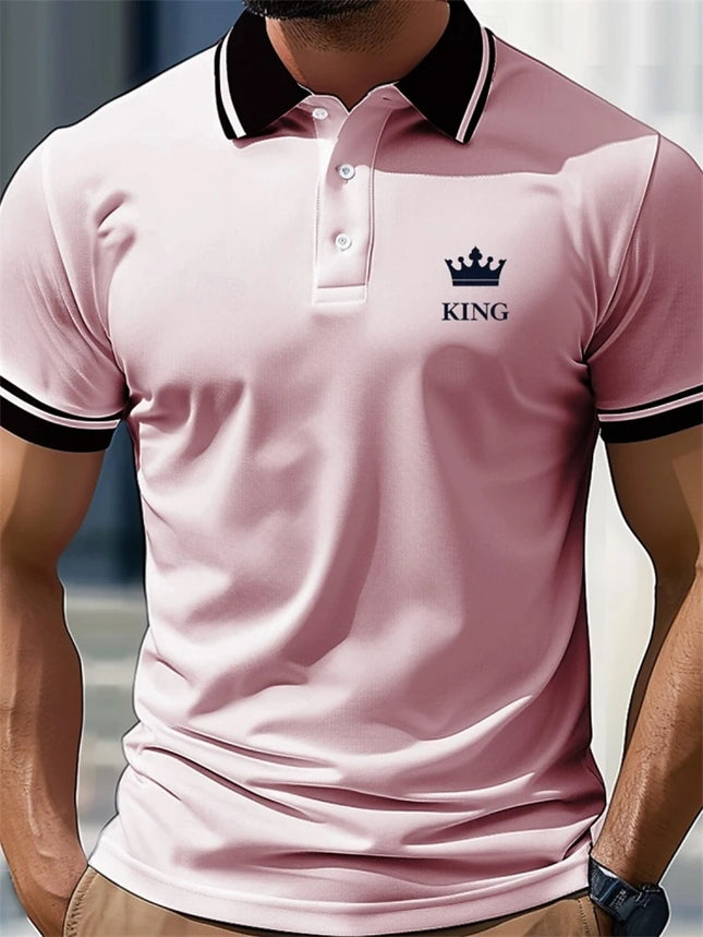 Simple Trend King Graphic Polo Shirts For Men Summer Fashion Streetwear Hip Hop 3D Printed Polo Shirt Cool Oversized Lapel Tops