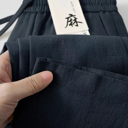 2026 New Straight Casual Cotton Linen Pants Men Wide Leg Lightweight Baggy Cotton Sweatpants Male Walking  Jogger Trousers Work