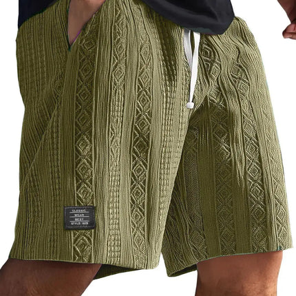 Men's Jacquard Casual Shorts Summer Harajuku Solid Sweatpants Fashion Men Short Pants Retro Men Clothes Roupas Streetwear New