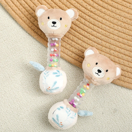 Cotton Bear Baby Rattle – Soft Crystal Material, Transparent Bell Tube, Portable Sensory Toy for Sight, Sound & Touch Gift
