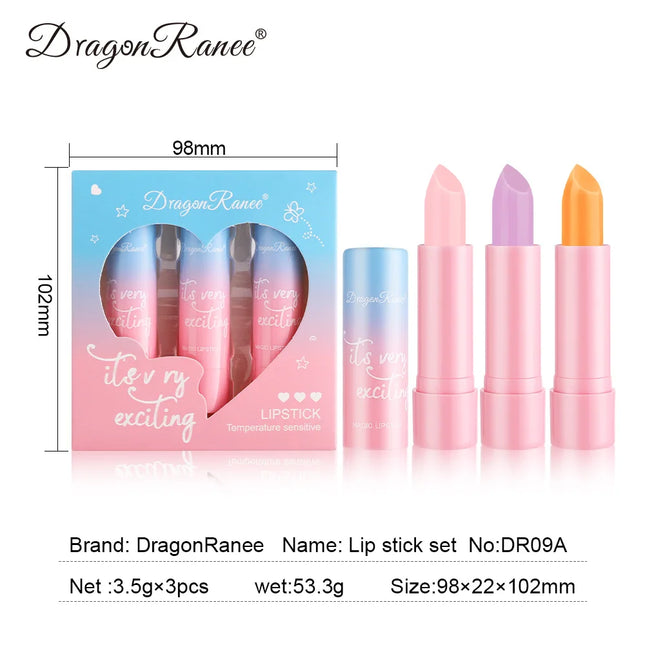 Women Lipstick Set 3pcs Moisturizing Long Lasting Non Transfer Warm Tone Lip Balm Nourishing Lip Color Collection