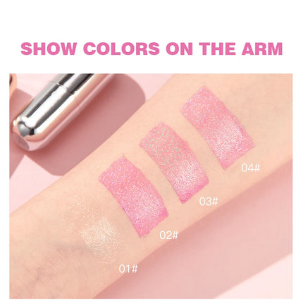 QIBEST Glitter Lipstick Lip Balm Color Change Transparent Moisturizing Crystal Jelly Pearlescent Lip Plumper Gloss Tint Cosmetic