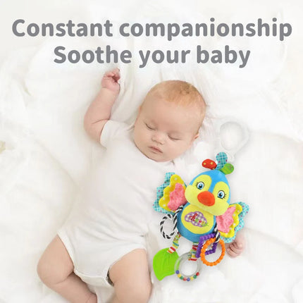 Baby Hanging Rattles Soft Toy Multifunctional Sensory Cartoon Animal Wind Chime Plush Toy Baby Stroller and Bed Baby Toy Gifts