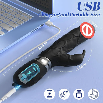 2 in 1 Rabbit Vibrator with 7 Vibration Clit Massager Sex Toys for Women