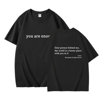 Hot New Youth Men's and Women's Round Neck Letter Printed Short Sleeved Casual Versatile Couple Outfit Pure Cotton T-shirt Top