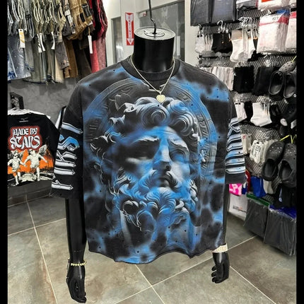 90s Comfortable Printed Fire Element Pure Cotton Series Short-Sleeves Black Minimalism American Street Casual Sports T-shirts