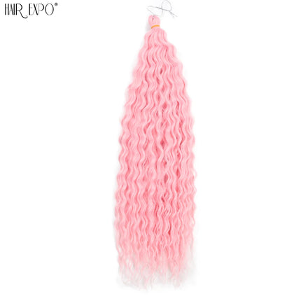 22"Ariel Curl Crochet Hair Synthetic Deep Wave Braid Hair Extension Ombre Ariel Curl Hair Soft Water Wave Twist Hair Blonde Pink