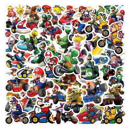 60pcs Mario Kart Cartoon Graffiti Stickers Luggage Water Cup Stationery Scooter Laptop Refrigerator Decoration DIY Decals