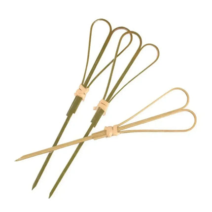 100Pcs Barbeque Bar Tool Kitchen Bar Cocktail Picks Disposable Bamboo Knot Skewers Fruit Forks Stick Household Party Decoration