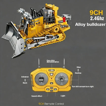 4WD Remote Control Excavator Toy 2.4GHz RC Construction Vehicle Dump Truck Bulldozer Crawler Engineering Car Best for Kids Gifts