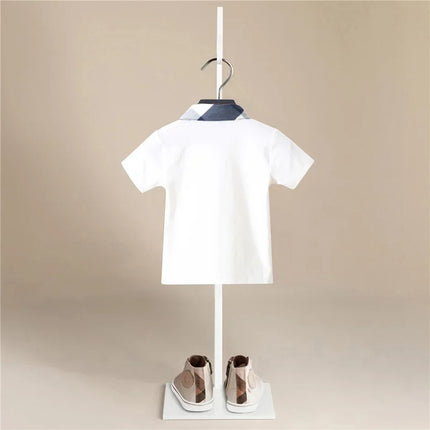 Summer Boys Polo Tshirt Plain Solid Fashion Toddler Tees Baby Shirts Tops Handsome School Children Clothes Kids Jersey