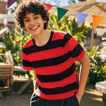 Kids Striped T-shirt Toddler T-shirt Boys Girls Cotton Short Sleeve Tops Children Summer Casual Tee Halloween Carnival Daily Wear