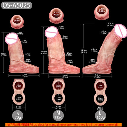 ORALSX Realistic Hollow Dildo Penis Sleeve Reusable Extend Device Penis Pump With Cock Ring Sex Toys For Men Delay Ejaculation