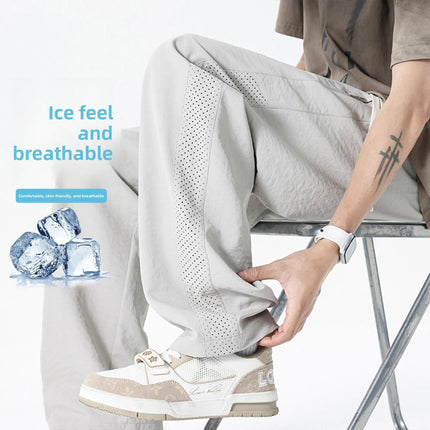 Mesh Men Pants Summer Solid Color Breathable Quick-dry Sports Running Fitness Casual Fashion Men Thin Pants