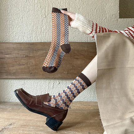 5 Pairs Long School Socks for Women Autumn and Winter Breathable Mid Tube Socks Set Fashion Cotton Woman Socks High Quality 2025