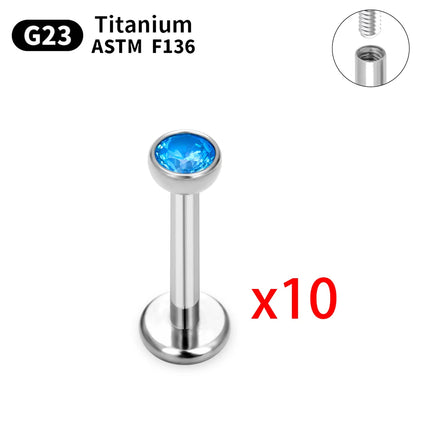 1/5/10pcs G23 Titanium Piercings Labret Stud Lip Nose piercing kit Eyebrow C rod Body Jewelry ASTM-F136 Cartilage Earring