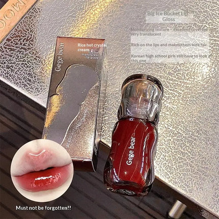 Gege Bear 5ml Crystal Gloss Lip Tint Hydrating Mirror-Gloss Finish Youthful Plumping Effect Autumn Winter Collection