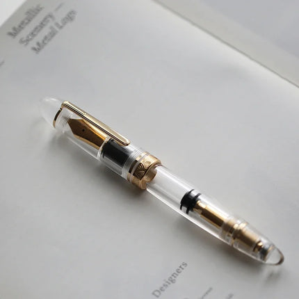 Smooth MAJOHN P140 NO.8 F/M Nib Acrylic Piston Huge Transparent Fountain Pen Ebonite Feed Large Capacity Ink Writing Luxury Pen