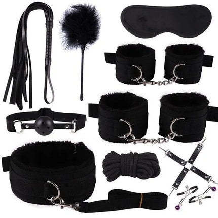 Erotic Sex Toys For Women Adults Games Nylon Bondage BDSM Kits Handcuffs Sex Whip Mouth Gag Rabbit Tail Anal Plug