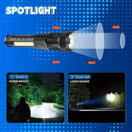 2PCS Tactical Flashlight 2500 Lumens - USB C Rechargeable, 7 Modes Super Bright LED Flashlight For Camping, Hiking