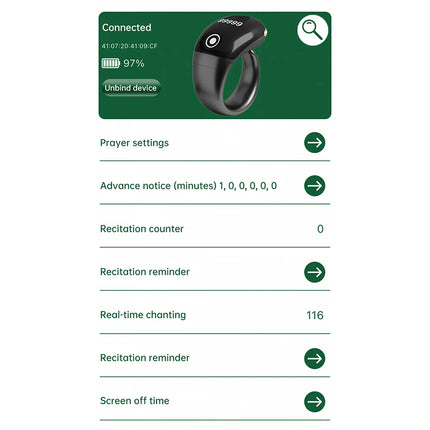 S7Pro Bluetooth Electronic Counter APP Control Monitor Smart Tasbih Tally Finger Counter Muslims Tasbeeh Zikr Ring