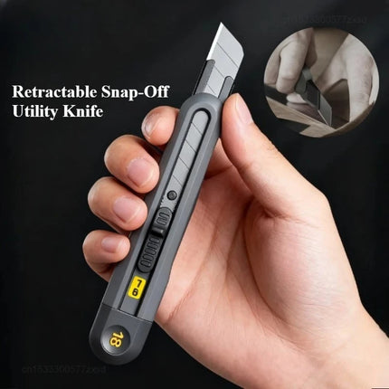 Retractable Snap-Off Utility Knife 18mm/9mm High Carbon Steel Blades Box Cutter Auto Lock Cutter Package Opener Office