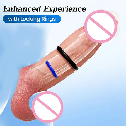 Reusable Realistic Soft Penis Silicone Condom Enlargement Cock Sleeve Extender Dildo Ring to Lock the Sperm Adult Men Sex Toys