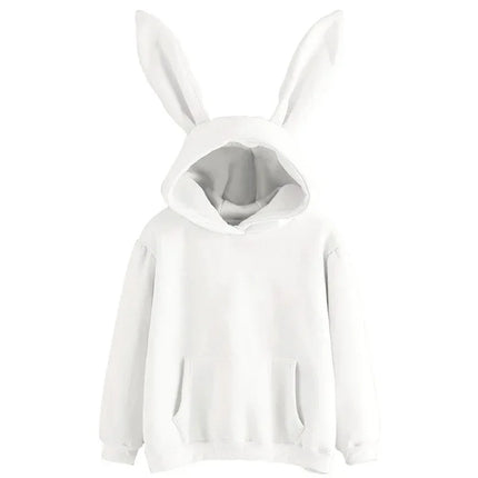 2025 Autumn And Winter New Women's Clothing Harajuku Wei Hooded Rabbit Hoodie Solid Color Loose Casual Women's Top Women's Coat