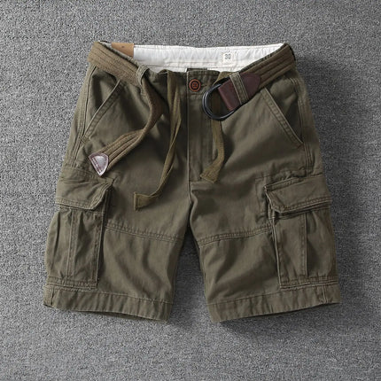 New 2025 Cotton Retro Summer Men's Outdoor Loose Multi-pocket Sports Camouflage Tooling Shorts Straight Medium Short Pants Man