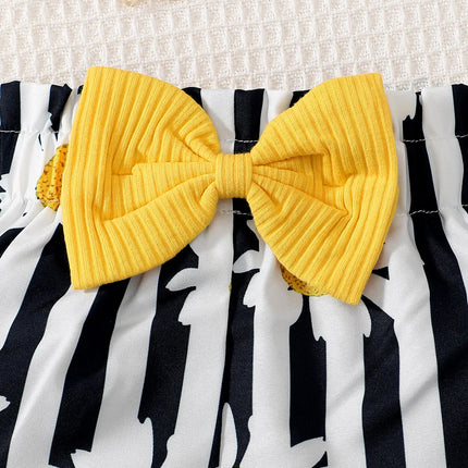0-2 Year Old Newborn Baby Summer Digital Printed Bow Decoration Casual Daily Wear Headscarf Baby Clothes