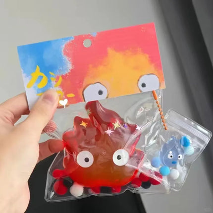 Fire Water Figure Squeeze Toy Funny Fire Slow Rebound Toys Stress Relief Toy 3.9inch Spit Bubble Fire 3D Sensory Toy Gifts