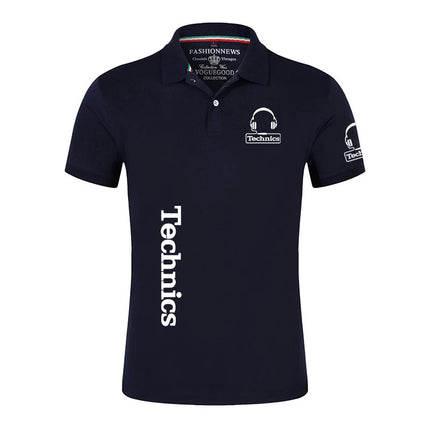 2025 Summer Men's Technics DJ Logo Print Popular High-Quality Lapel Collar Design Solid Color Comfortable Breathable Polo Shirt