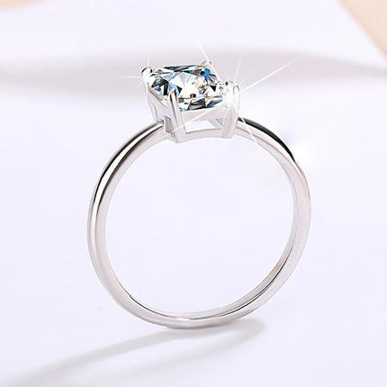 1CT 2CT 3CT Emerald/Radiant Cut Moissanite Engagement Ring Solitaire Lab Diamond 925 Silver 18K Gold Plated Wedding Band Jewelry