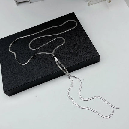 Punk Long Flat Snake Bone Y-Shaped  Chain Necklace for Women Gold Color Fashion Charms Jewelry Wholesale