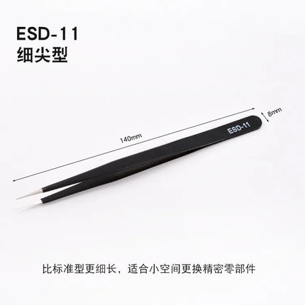 Anti Static Safety Esd Stainless Steel Precision Curved Tweezers  Electronic Laboratory Jewelry Crafts Maintenance Tools