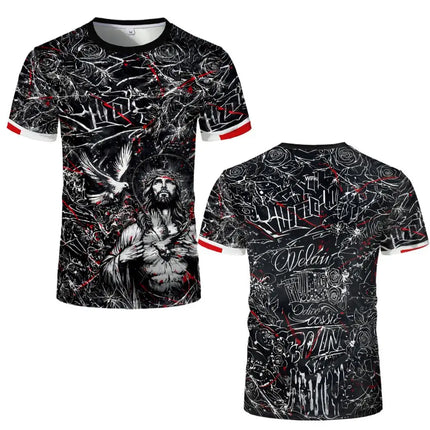 New Brazil Themed T-shirt Men's Brazilian Style Jesus Graphic Sports Jersey Unisex Street Trendy Breathable Short Sleeve Tees