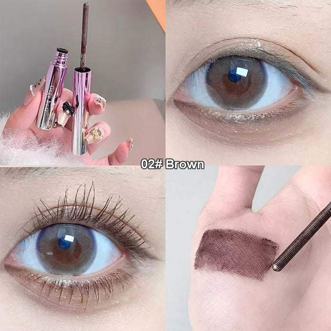 Silk Fiber Lashes Mascara with Metal Brush Head Long Lasting Curling Eyelash Extensions 4D Quick Dry Lengthening Eye Makeup Tool