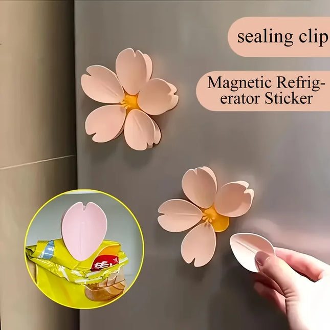 Sakura Magnetic Sealing Clip ABS-Stainless Steel INS Aesthetic Moisture Proof Kitchen Home Decor Flower Shape Gift for Valentine