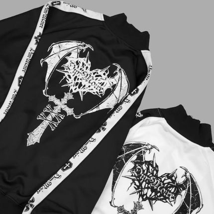 Japanese Punk Style Hoodies Coats Y2k Aesthetic Women Printing Oversized Jacket Gothic Csual Grunge Double Zippers Sweatshirts