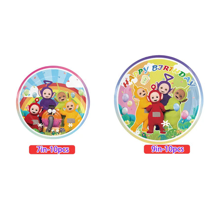 Teletubbies Theme Birthday Party Decoration Animation Plates Tablecloth Balloons Cake Decoration Kids Birthday Party Supplies