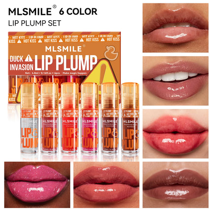 MLSMILE Duck Lip Plump Lip Oil Moisturizing Lip Gloss Mirror Water nature long-lasting Gloss Gloss Pearl Lip Glaze Set
