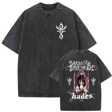 Washed Oversized T-shirt Melanie Martinez Heads Album Men Women Short Sleeve Harajuku Fashion Short Sleeve T-shirt Streetwear